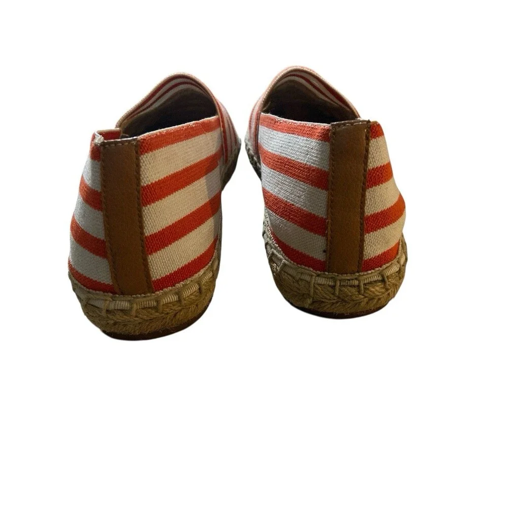 Vionic Women’s Espadrilles‎ Flats Orange White Striped Canvas Slip-On Shoes 6.5